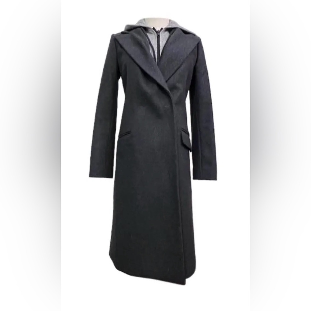 Alice + Olivia Long Wool Coat with Hoodie